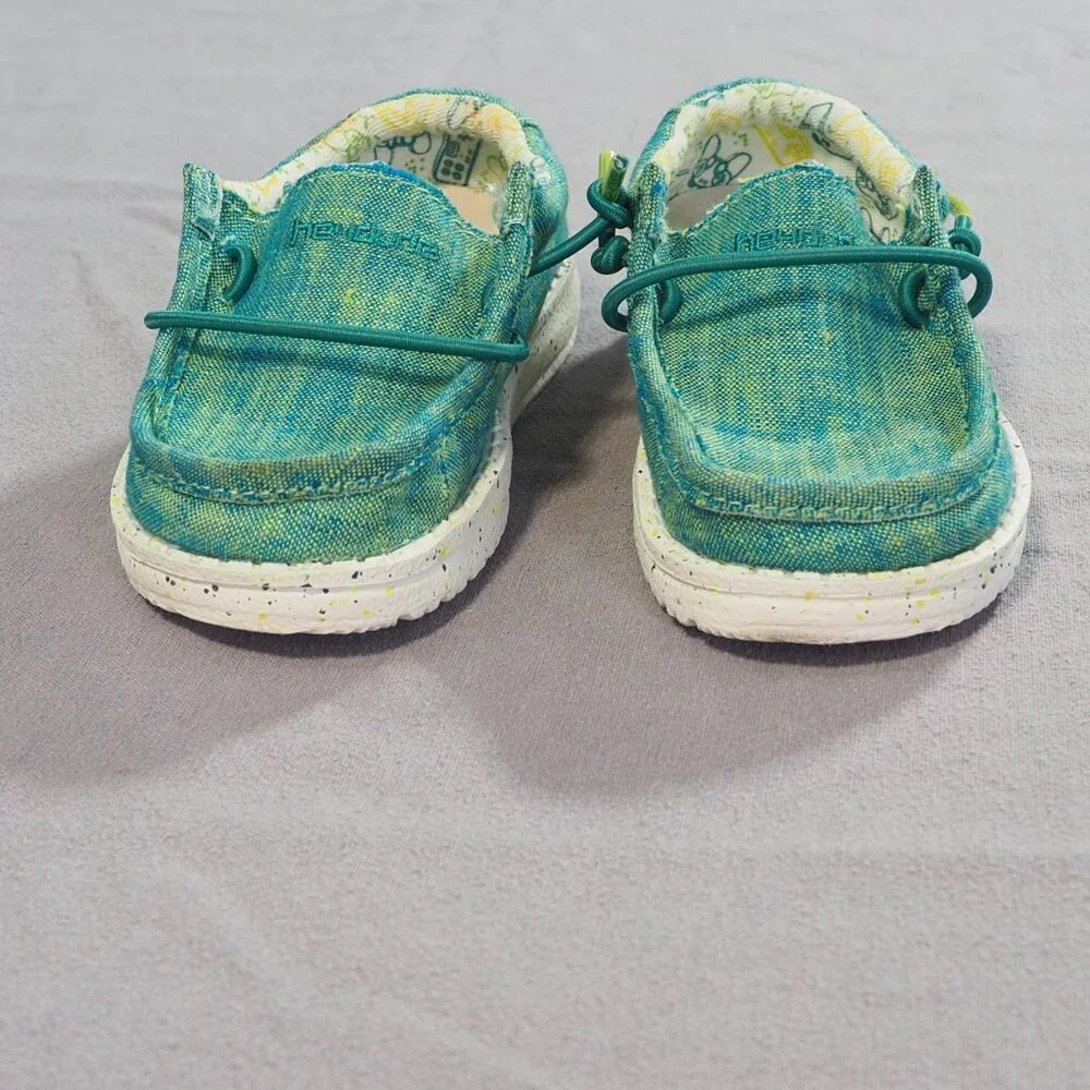 Hey Dude Wally Toddler Shoes Kids 7 Chambray Gamer Green Slip On Youth Boy Girl
